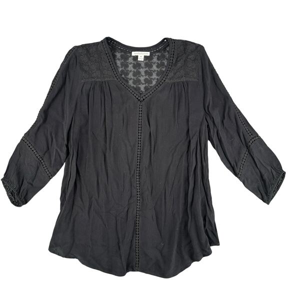John Paul Richard Black Sheer Top Witchy Goth Whimsygoth Dark Boho Medium - Picture 1 of 8